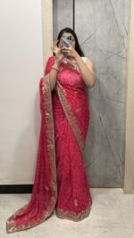 Designer Multi Foil Gotta Bandhej Saree | Festive Wear Saree - Image 2
