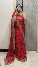 Designer Multi Foil Gotta Bandhej Saree | Festive Wear Saree - Image 3